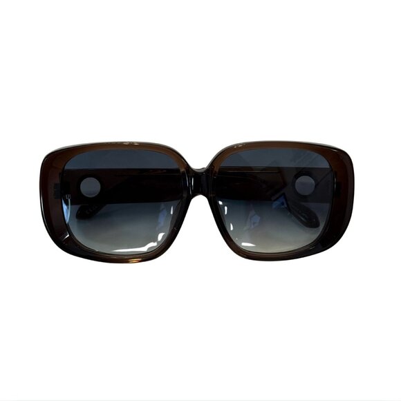 Linda Farrow Astrid Oversized Sunglasses Brown Aqua $570 NEW main image 5